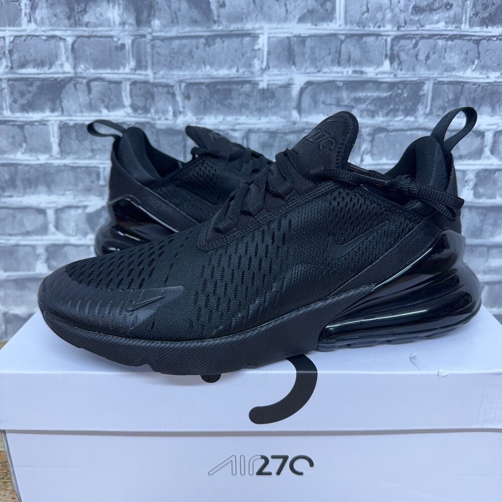 Nike Air Max 270 Shoes Triple Black Running AH6789-006 Womens 10 / Mens 8.5 New